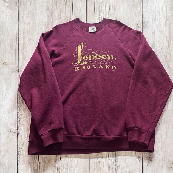 Screen Stars Other - Burgundy and gold vintage 80s London England sweatshirt streetwear men’s XL